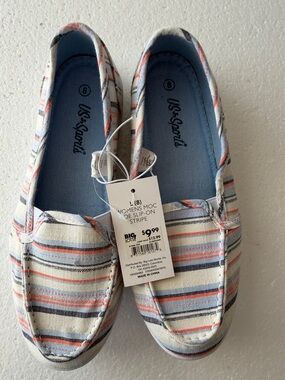 US SPORTS WOMEN MOC TOE Slip-On Moccasin - Multi-Stripe